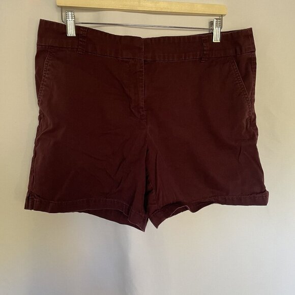 LOFT 6" short women's size 12 cotton burgundy purple shorts chino style summer - Picture 1 of 6